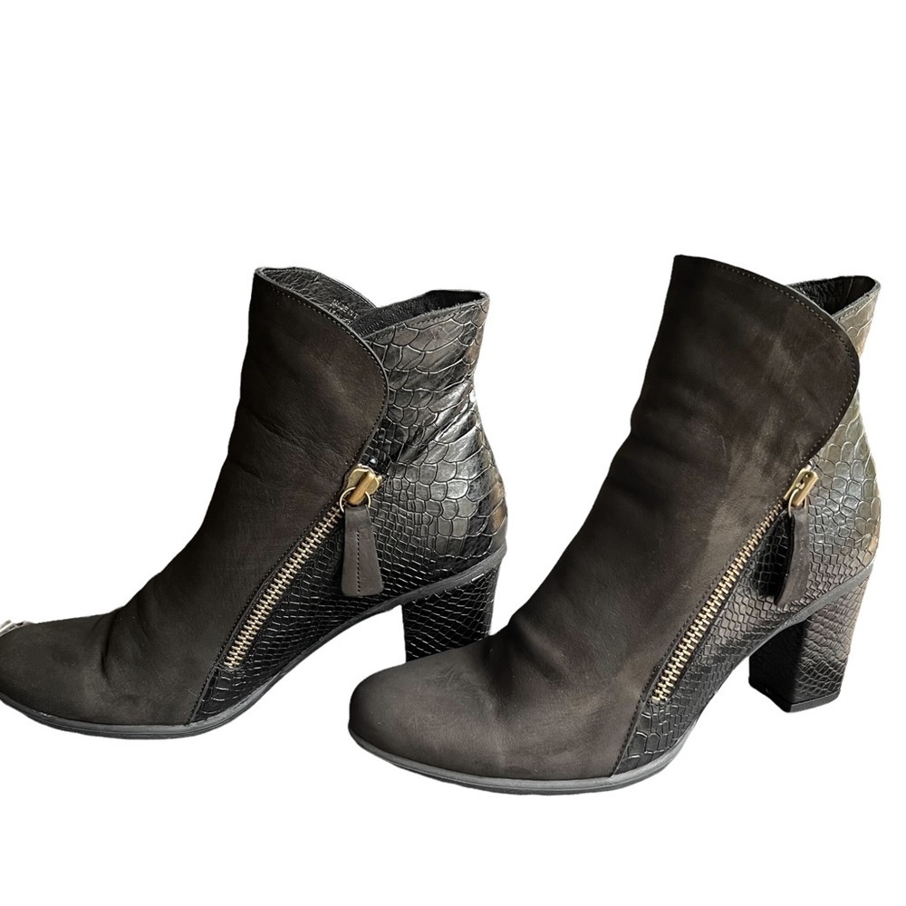Bueno Yountville Black Nubuck‎ with  Leather Upper Ankle Boots Size: 41(10.5)